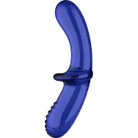 Satisfyer Double Crystal - godemichet double en verre - bleu