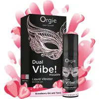 Orgie Dual Vibe - vibromasseur liquide unisexe - Fraise - Gin Tonic (15 ml)