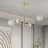LumenXL Plafonnier design doré 4 lumières avec verre transparent - Stiri