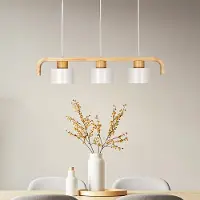 LumenXL Suspension 3 lumières en bois et blanc - Rosie