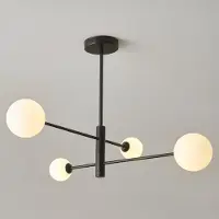 LumenXL Plafonnier Stiri 4 lumières noir avec verre blanc laiteux