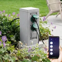 LumenXL Prise extérieure Smart Wifi 4 voies IP44 - aspect pierre