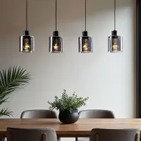 LumenXL Suspension moderne noire avec verre fumé, 4 lumières - Palaio