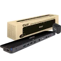 Club 3D Club3d CLUB3D UNIVERSAL USB Gen1 Type-C Triple Display Dynamic PD Charging Dock with 65 Watt PS ( VGA, HDMI, DP, ETHERNET)