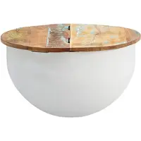 Wohnling Table basse mango 60x34x60 cm table métal massif blanc industriel ronde |