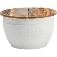 Wohnling Table basse mangue 60x36x60 cm bois massif métal blanc industriel ronde |