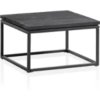 Wohnling Table basse 60x60x35 cm Bois de manguier massif / métal noir Table basse carrée Table de salon avec veinage naturel du bois Table basse