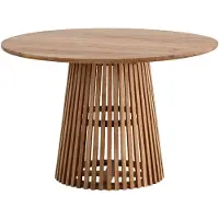 Wohnling Table de salle à manger 120x120x77 cm Bois massif d'acacia Marron clair Table de salle à manger moderne Table de cuisine massive avec piètement en treillis Table en bois Salle à manger ronde