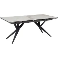 Wohnling Table de salle à manger 180 260 cm Extensible Céramique Verre Blanc Table céramique aspect marbre Grande table de cuisine design Rectangulaire Table de salle à manger Extravagante