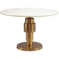 Wohnling Table basse dorée 60 cm avec plateau en marbre blanc Table de salon ronde Table de canapé en aluminium moderne Table d'appoint en aluminium Design Fait main