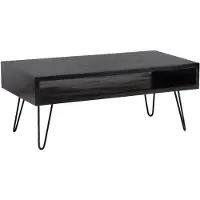 Wohnling Table basse 100x50x40 cm Mango Bois massif Métal Noir Table basse Table de salon rectangulaire avec espace de rangement Table basse massive Grande table