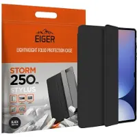 EIGER Folio-Case mit Stylus-Halterung schwarz Storm 250m Stylus Case Black (Samsung Galaxy Tab S10 FE+), Étui pour tablette, Noir