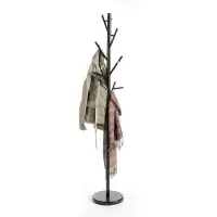 Idimex Porte-manteaux ZENO portant à vêtements sur pied en forme d'arbre avec 6 crochets sur différentes hauteurs, en métal laqué noir