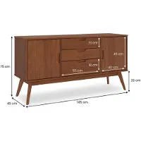 Idimex Buffet Tivoli Design Vintage Scandinave Nordique Commode Bahut Vaisselier Avec 3 Tiroirs 2 Portes, En Pin Massif Lasuré Brun Foncé