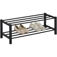 Idimex Étagère À Chaussures Navan Rangement Porte-Chaussures Avec 2 Niveaux En Métal Laqué Noir