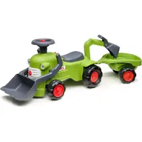 Falk : petit tracteur Claas avec remorque, chargeuse et godet