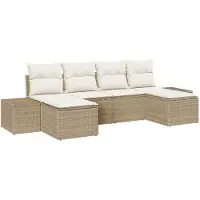 vidaXL Ensemble de salon de jardin , 4 pièces, en polyrotin beige et crème