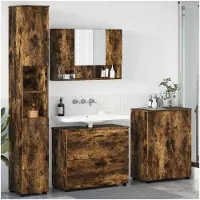 vidaXL Ensemble de meubles de salle de bain , 4 pièces, chêne fumé, 35 x 30 x 192 cm