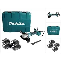 Makita Meuleuse d'angle sans fil DGA 900 G4KX2 36 V (2x18 V) 230 mm sans balais + 4 batteries 6,0 Ah + Ezynut + mallette - sans chargeur