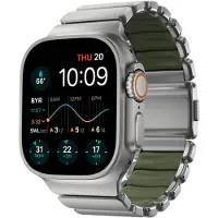 Nomad Bracelet Stratos pour Apple Watch | 44/45/46/49 mm - Forest Green / Natural Titanium