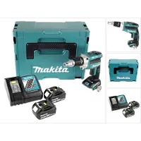 Makita DFS 250 RFJ 18 V Visseuse pour cloisons sèches sans fil avec Coffret de transport Makpac + 2x Batteries 3,0 Ah + chargeur