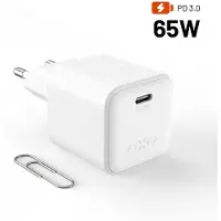 FIXED Chargeur secteur GaN Mini, avec sortie USB-C et support de la technologie PD, 65W, blanc