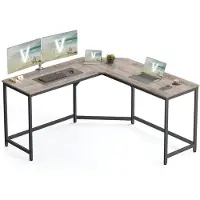 Vasagle Table informatique Prometheus | 149 x 149 x 75 cm | Design gris