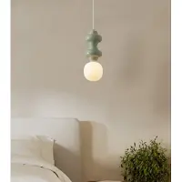 Nova Luce Suspension Clio M céramique vert clair avec verre blanc