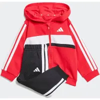 Adidas Survêtement 'ESSENTIALS TIBERIO 3 STRIPES FLEECE' rouge vif / noir / blanc