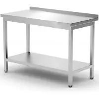 Hendi Table de travail murale avec étagère de bord Budget Line STEEL 1000 x 600 x 850 mm - 817278