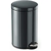 Durable Poubelle ronde à pédale en métal 12L, Gris, 341158
