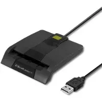 Qoltec 50634 Puce d'identification intelligente (USB-C), Lecteur de carte mémoire, Noir