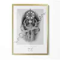 Tulup (50x70 cm) Cadre Photo Doré Chic Cadre Mural pour Poster et Affiche Cadre à Suspendre Élégant, Décoration Murale Salon et Bureau