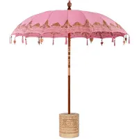 vidaXL Parasol balinais avec socle Rose 215 x 215 x 260 cm