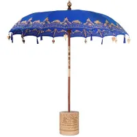 vidaXL Parasol balinais avec socle Bleu 215 x 215 x 260 cm