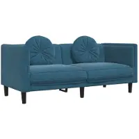 vidaXL Canapé 2 places avec coussins bleu velours