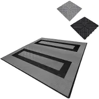 MonsterShop Carrelage de Sol 165 Gris & 60 Noir Ventilée Modulaire Garage Unique 6 x 6 M