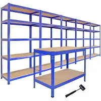 MonsterShop Lot de 5 T-Rax 75 cm & Etabli de Travail Q-Rax Bleus
