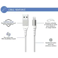FORCE CASE Câble Renforcé USB A / Lightning 2.4A 1.