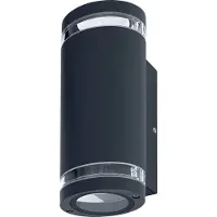 Osram Applique murale extérieure Up/Down GU10 avec anneau Gap, boîtier en aluminium gris foncé, protection IP44 & IK03, applique murale pour façades et entrées