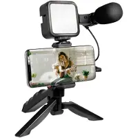 Logilink AA0157 Vlogger Kit avec lumière LED, avec microphone + trépied