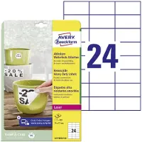 Avery Zweckform Étiquettes polyéthylène , résistant aux intempéries, amovible, 70 x 37 mm