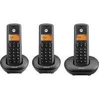 Motorola Trio E203 Téléphone sans Fil Numérique Dect Noir - 3 Combinés, Blocage d'Appels, Haut-Parleur, Répertoire 50 Contacts