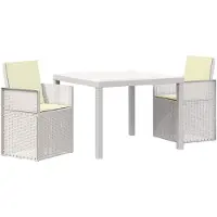 vidaXL Ensemble de salon de jardin avec coussins, 3 pièces, blanc et crème, en PP