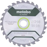 Metabo Lame de scie "cordless cut wood - classic", 216x1,8-1,2x30 Z28 WZ 5 - 628284000