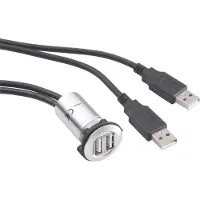 TRU COMPONENTS Douille de montage double 2.0, Câble + prise électronique, Gris