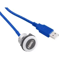 TRU COMPONENTS USB encastré femelle, encastré USB-12-BK USB femelle type A vers USB mâle type A avec 60 cm de, Câble + prise électronique, Noir