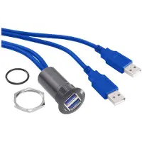 TRU COMPONENTS Prise USB encastrée 3.0, Câble + prise électronique, Noir