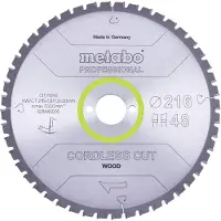 Metabo Lame de scie - - cordless cut wood - 216x1,8/1,2x30 mm - 28 dents - 5 négatif