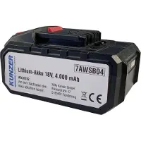 Kunzer Batterie lithium 18 V pour 7AWS125, 7ASS03, 7AFS01 7AWSB04